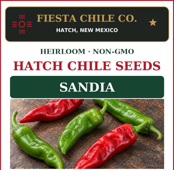 Sandia Hatch Chile Seeds seed packet
